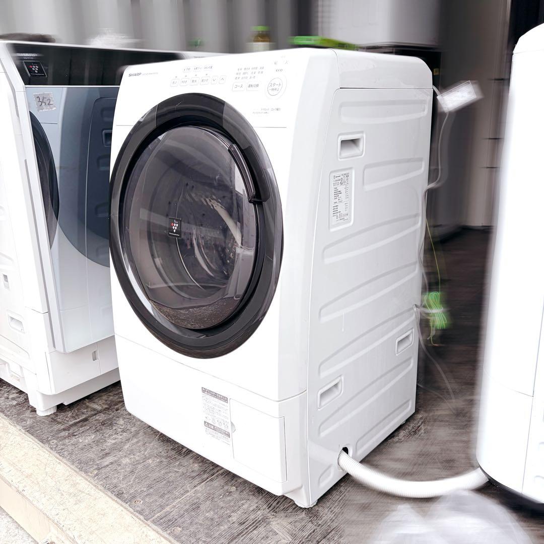 運搬取付無料！クリスタルホワイト純正シャープドラム電機洗濯乾燥機！完動品超美品！