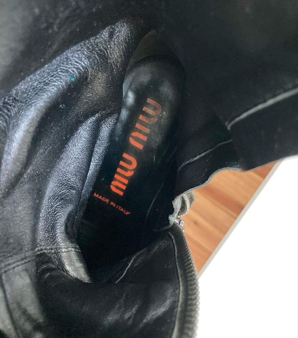 MIUMIUブラックレザー ロングブーツ 38.5