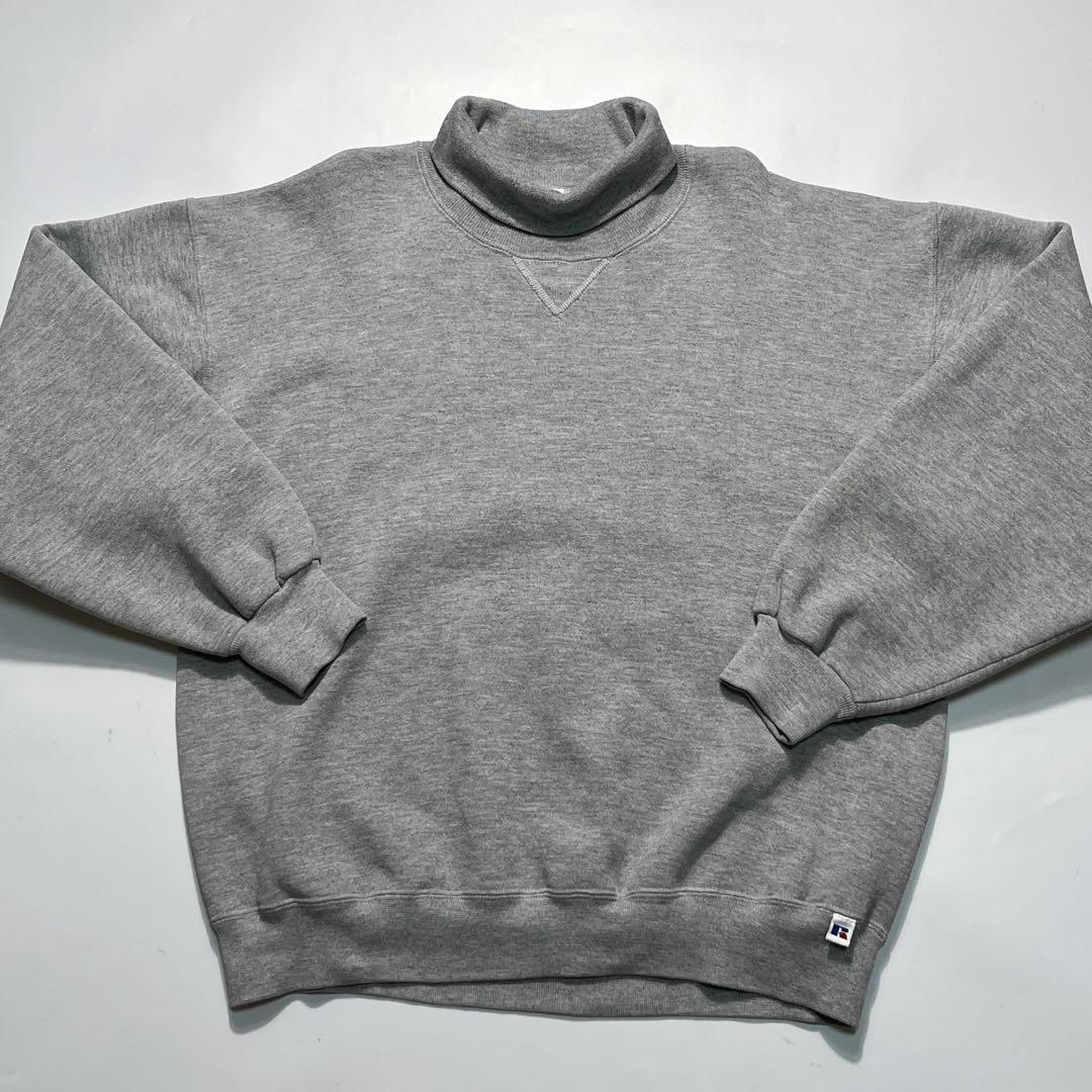 90s ラッセル USA製 スウェット L グレー 無地 タートルネック7677