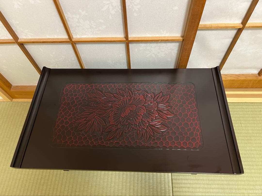 鎌倉彫花柄折りたたみ　レトロモダン昭和レトロ　花台写経台伝統工芸二月堂和風