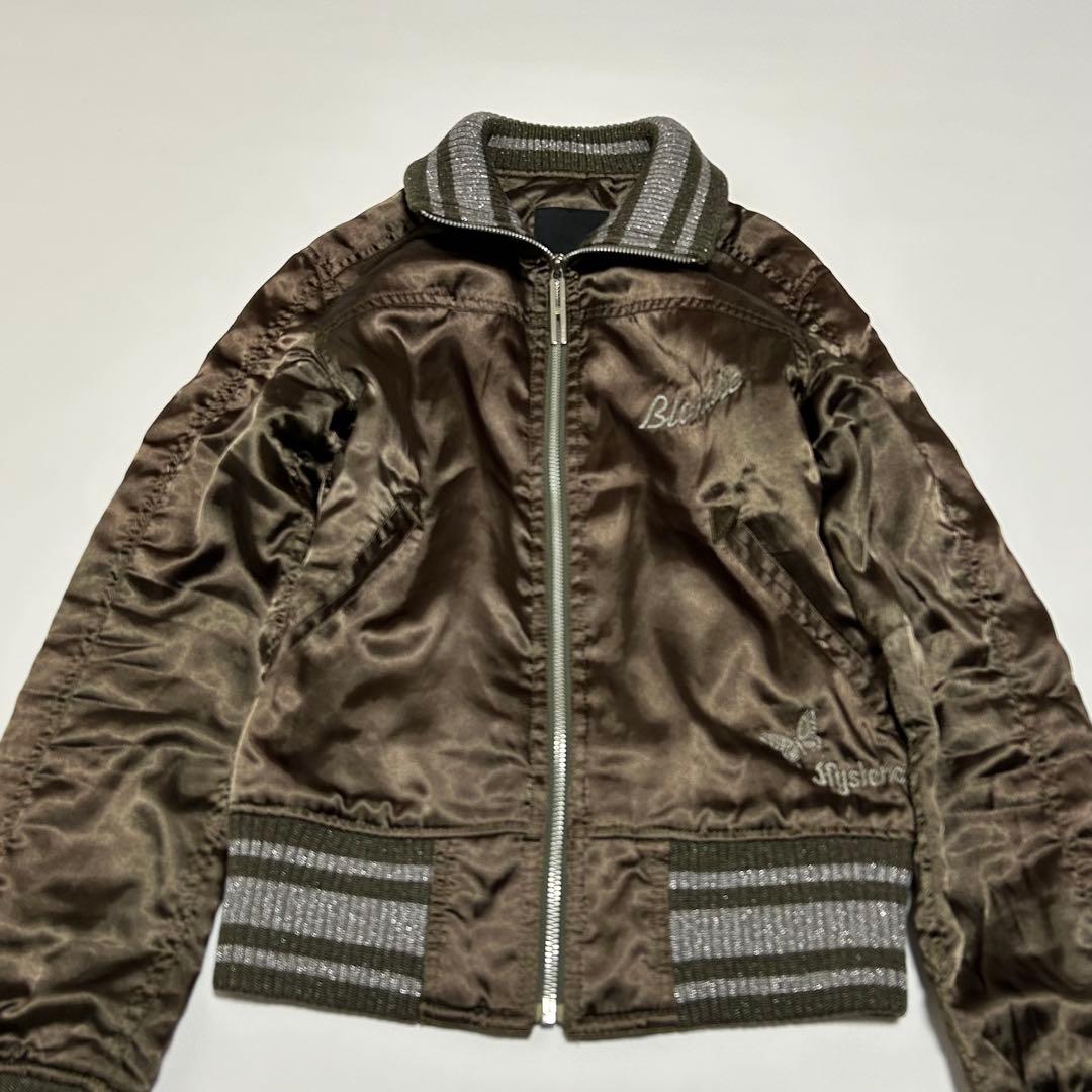 ヒステリックグラマー 中綿ブルゾン スカジャン カーキ バック刺繍