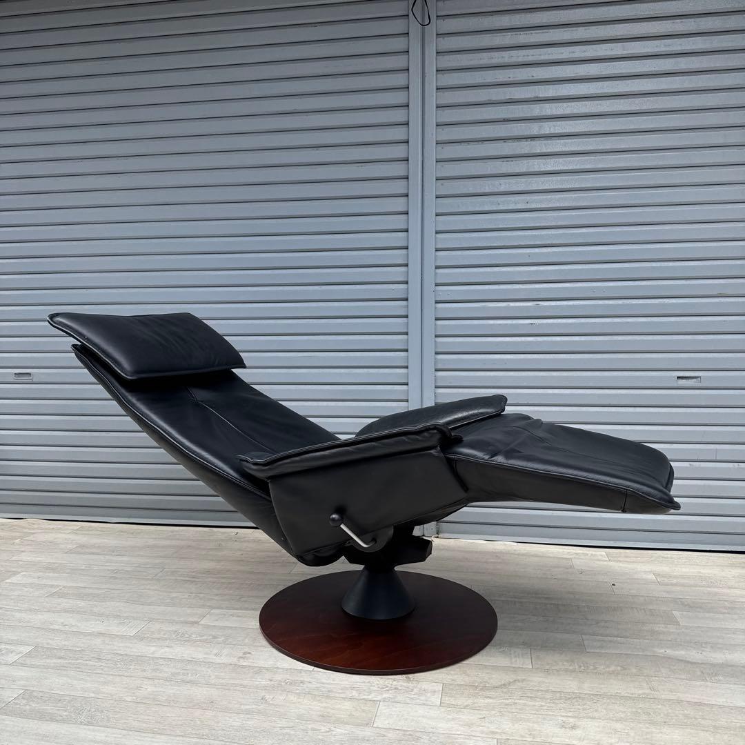 最高級 北欧 ノルウェー MODI モディ リクライニングチェア 総革 ブラック