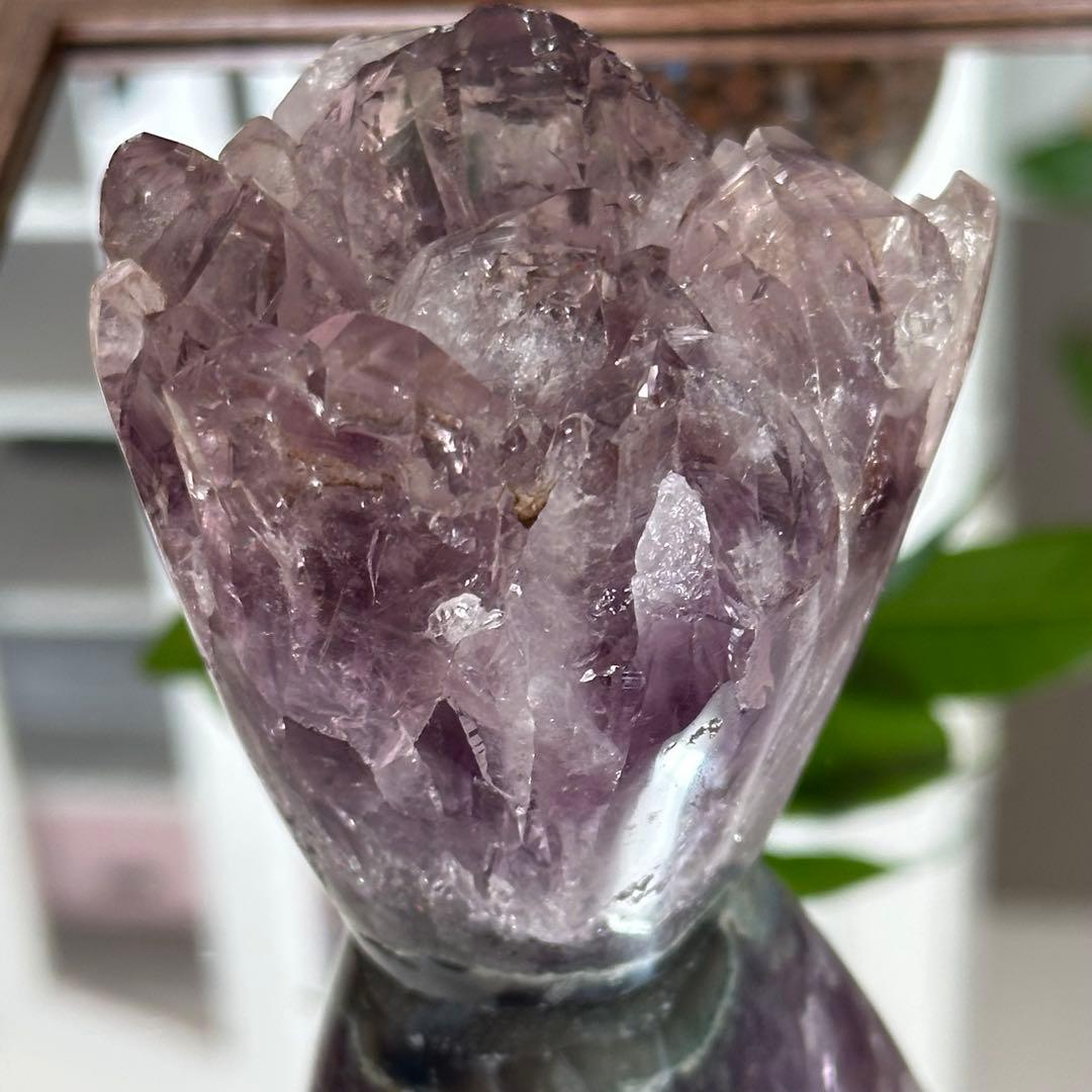 超希少 高品質 透明度高 虹入 アメジスト 花の形 ブーケ バラ 美しい 綺麗