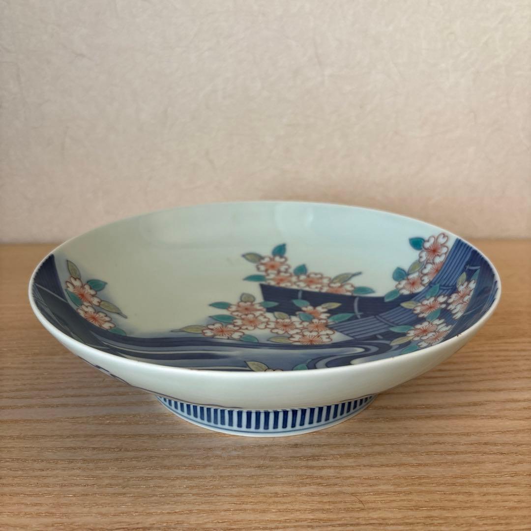 色鍋島 花筏文七寸皿　公法作　桐箱入