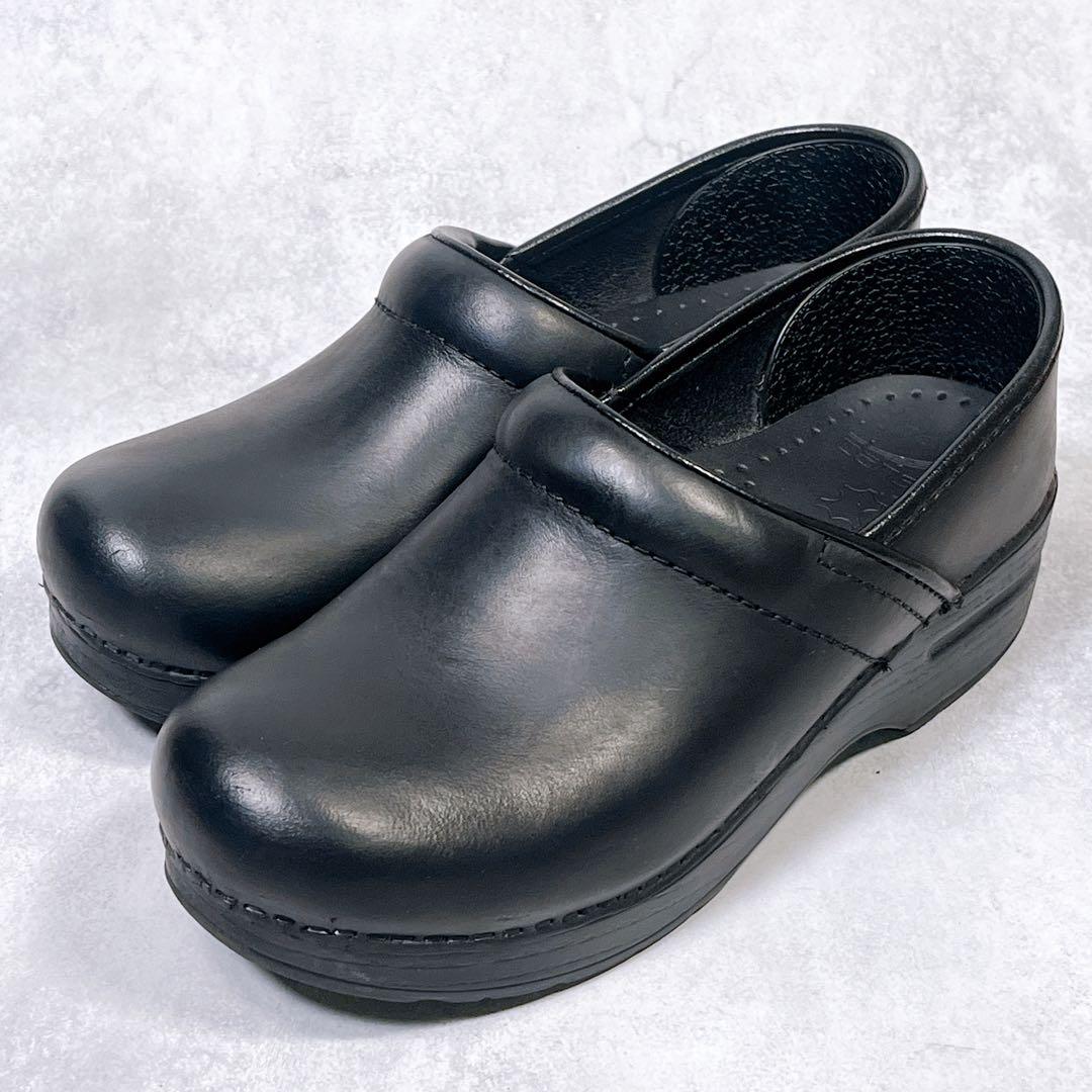 ☆美品☆【ダンスコ】サボサンダル (37) プロフェッショナル 厚底 レザー　黒