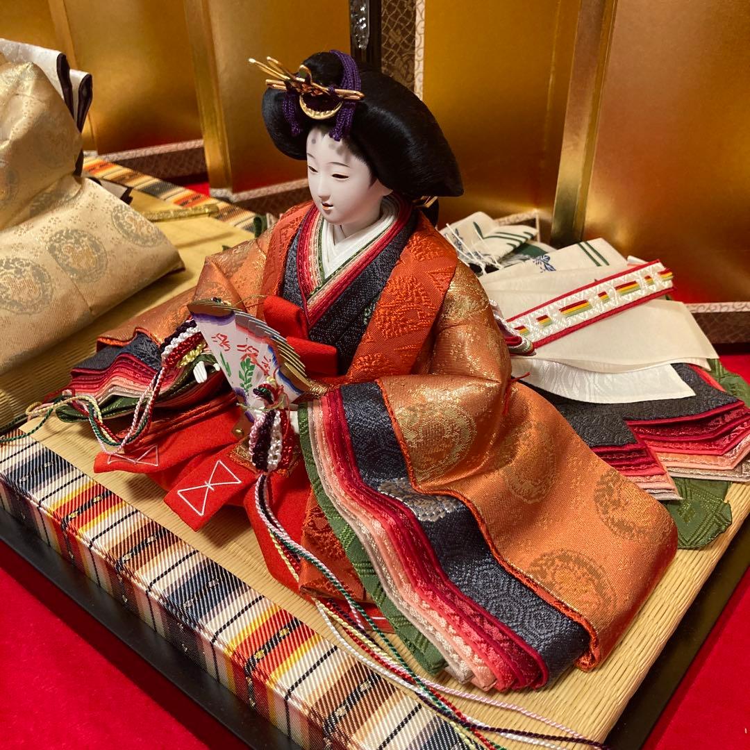 久月 有名作家久遊 デパート購入の伝統的正絹 雛人形親王飾り一式 桐箱入り