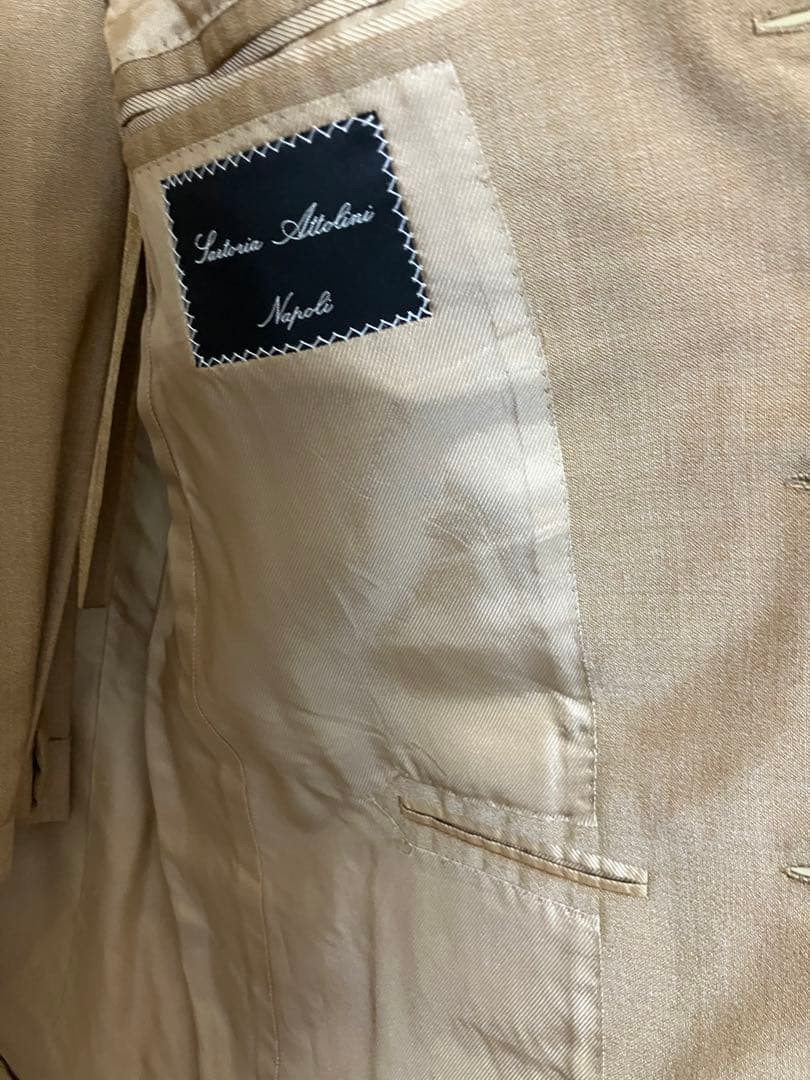 最終値下げ・美品・サルトリア アットリーニ 高級紳士服サンドベージュ柄イタリア製