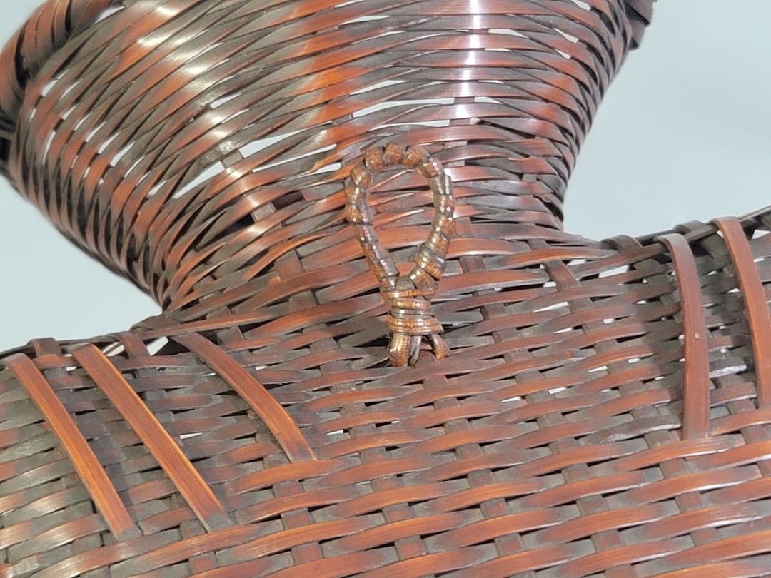 DT532 竹籠 花生 三件 在銘 作家物