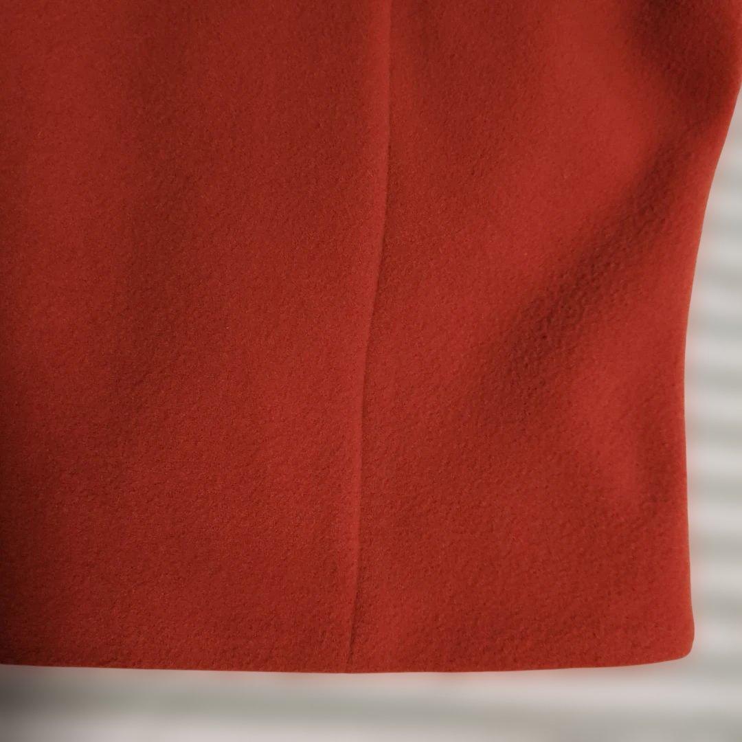 UN3D. ドルマンミドルウールコート ミドル丈 36 コクーン 朱赤 毛100