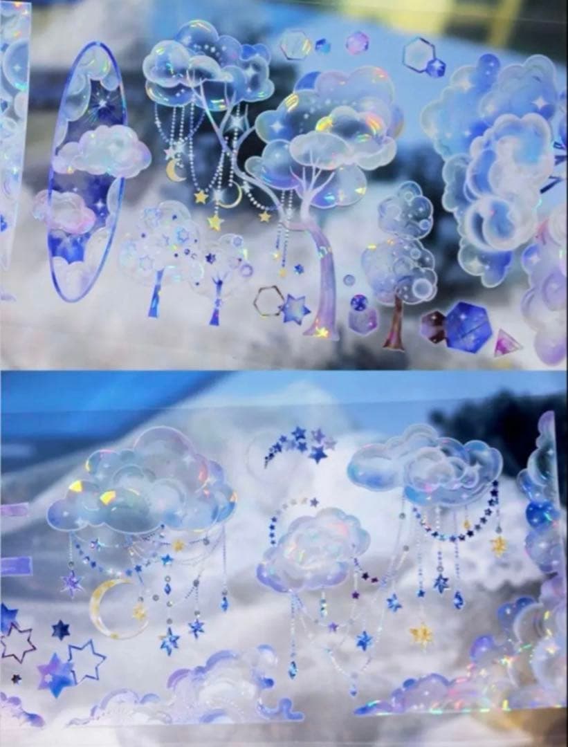 贝壳光 6.5cm×10m 云里云外 海外マスキングテープ　海外マステ　雲