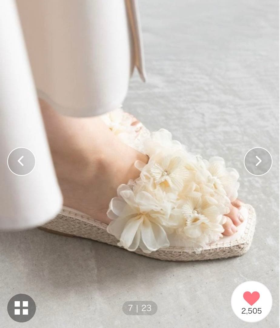 RANDA シフォンフラワーミュールサンダル　即購入ok⭐︎