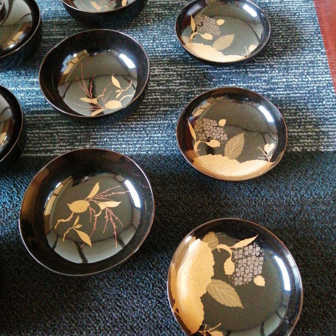 輪島塗　盛上金蒔絵蓋付椀　10客　昭和初期