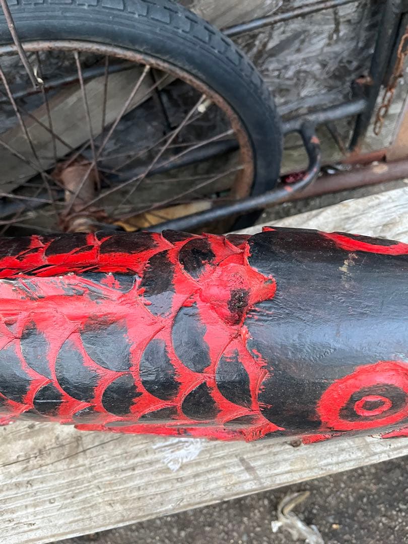 自在鉤横木、鯉の自在鉤、鯉の木彫り、木彫りの鯉、鯉の置き物