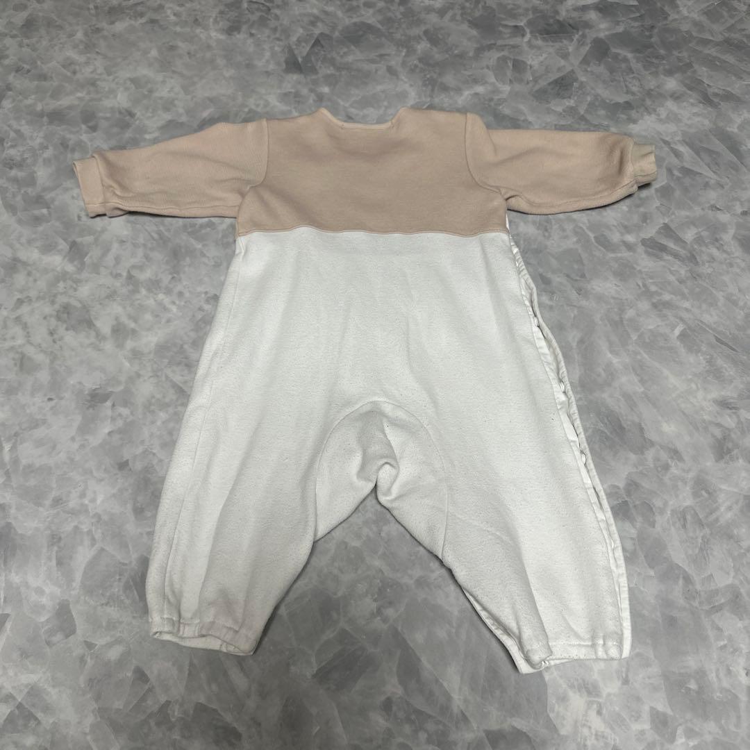 familiar カバーオール ベージュ/ホワイト