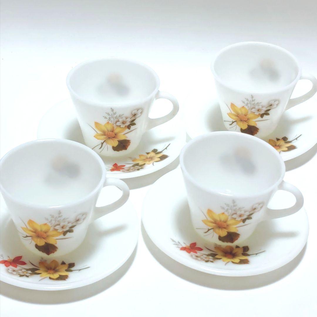 ビンテージ カップ&ソーサー 4客 オールドパイレックス