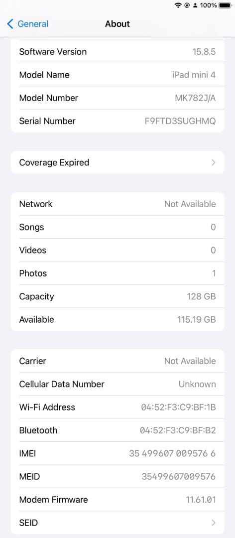 iPad mini 4 128GB セルラー（SIMフリー）ピンクゴールド