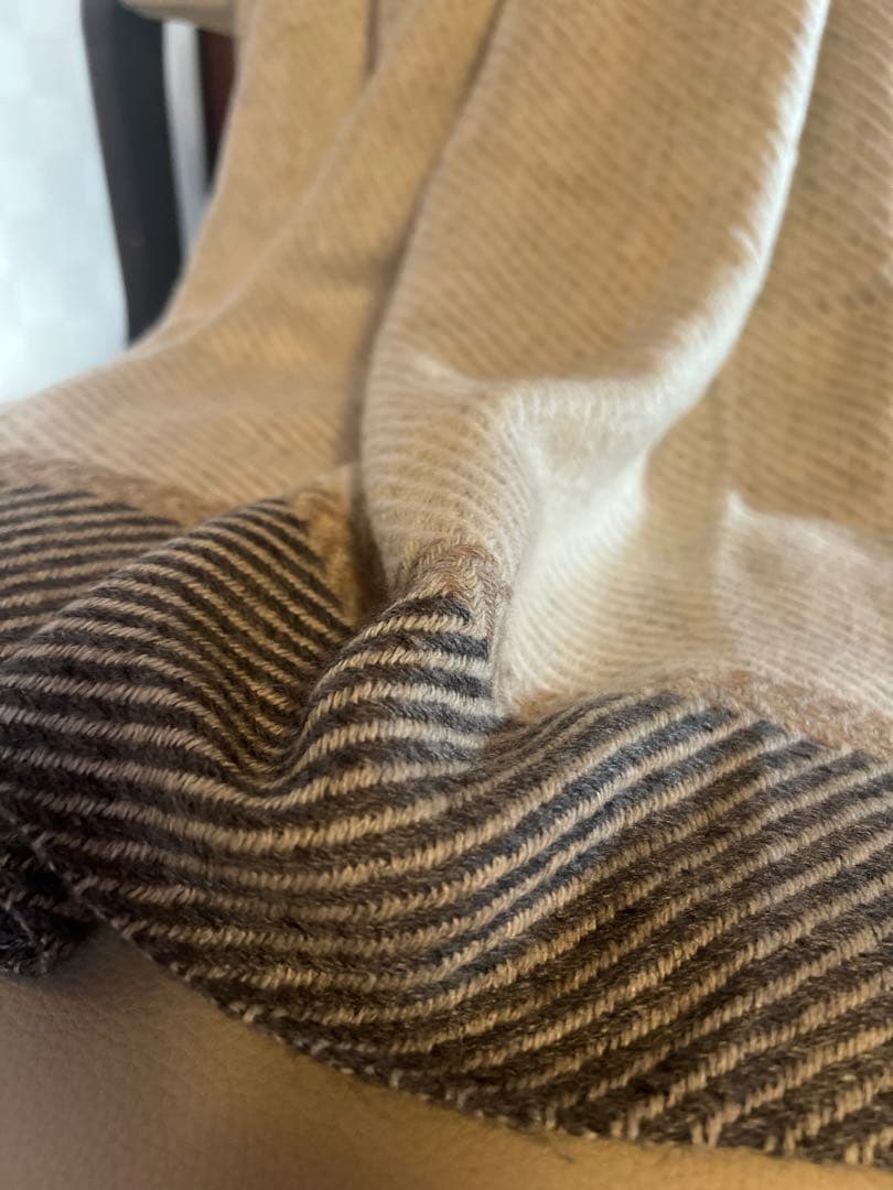 期間限定で大セール‼️インド産　カシミア山羊100% 大判ブランケット