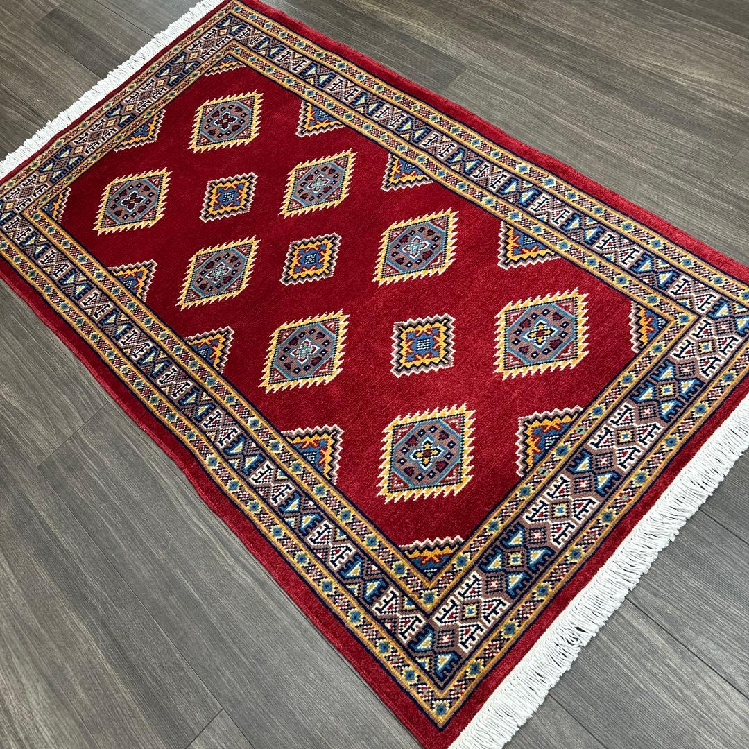 166x96幾何学模様のウールラグ 手織り絨毯パキスタン絨毯