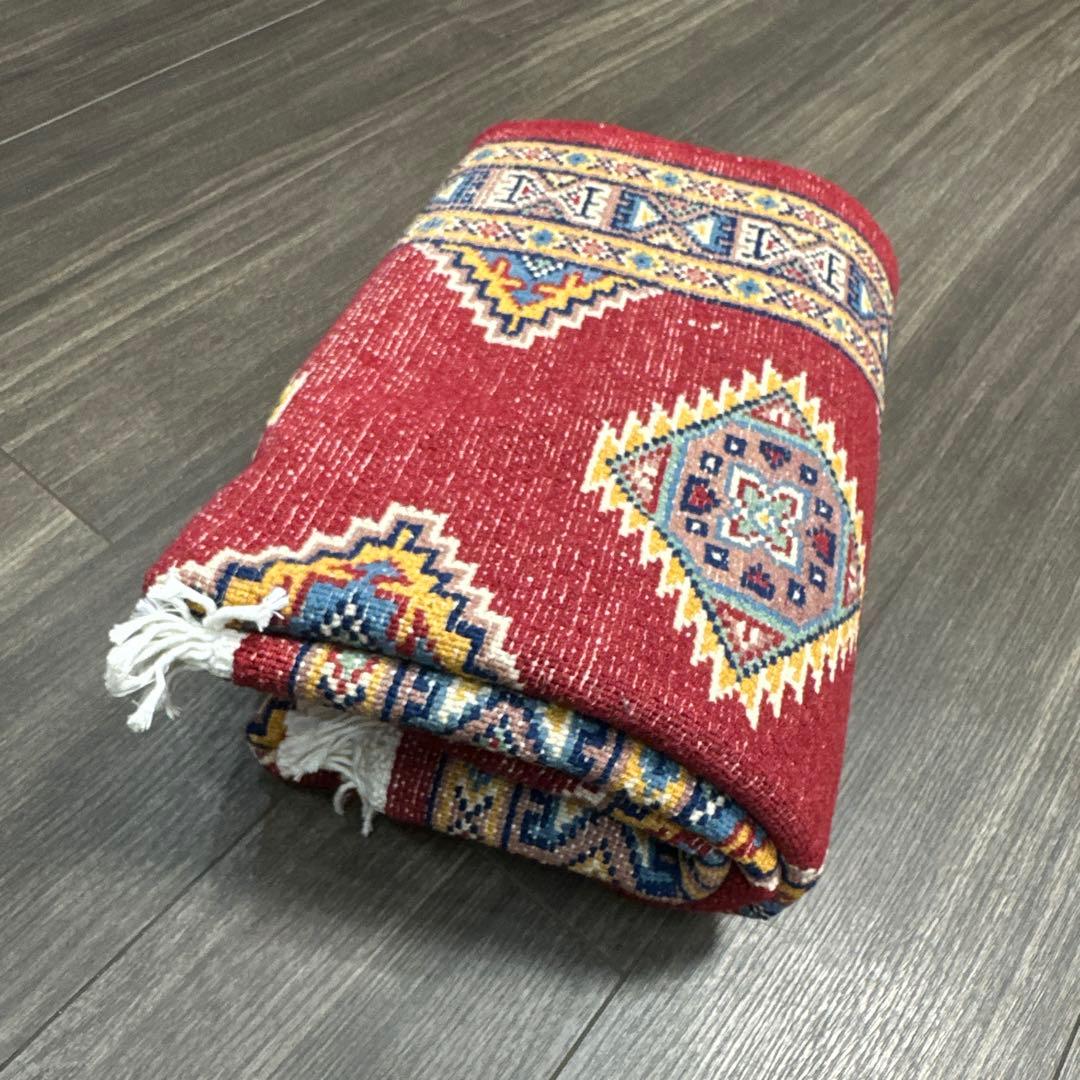 166x96幾何学模様のウールラグ 手織り絨毯パキスタン絨毯