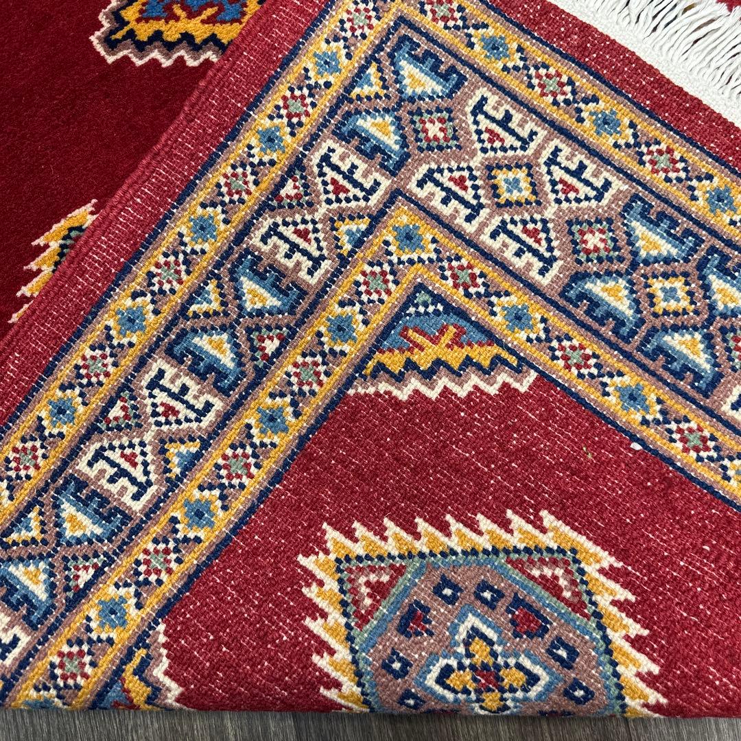 166x96幾何学模様のウールラグ 手織り絨毯パキスタン絨毯