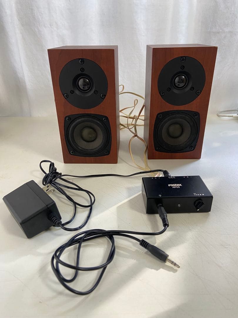 Fostex P802-S スピーカー　アンプセット　木目調　ブックシェルフ