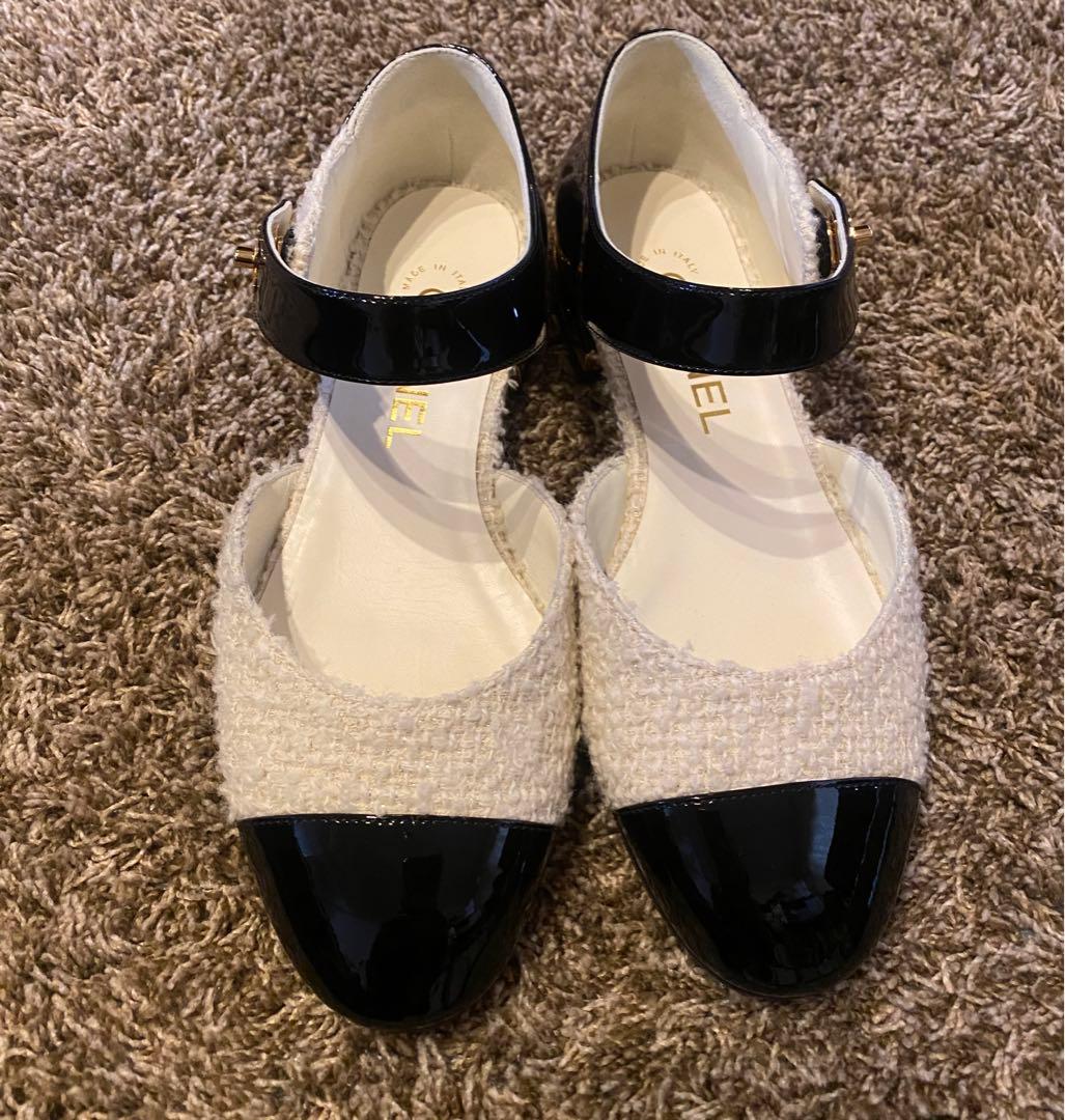 シャネル　ツイードバレリーナ　美品36ハーフ