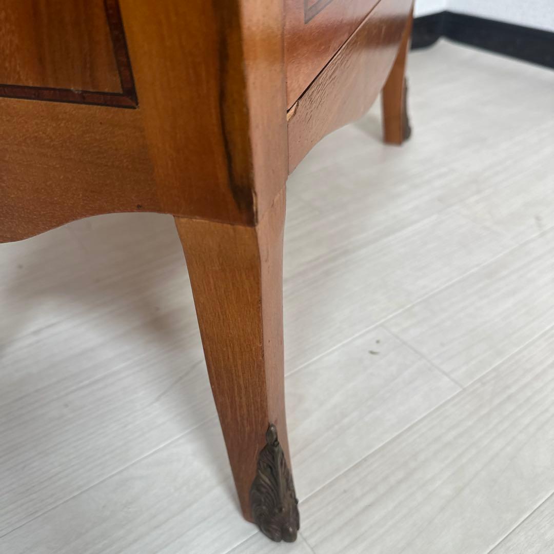 イタリア製 チェスト 6段6杯 象嵌 真鍮細工 金属取手 猫脚 i4※