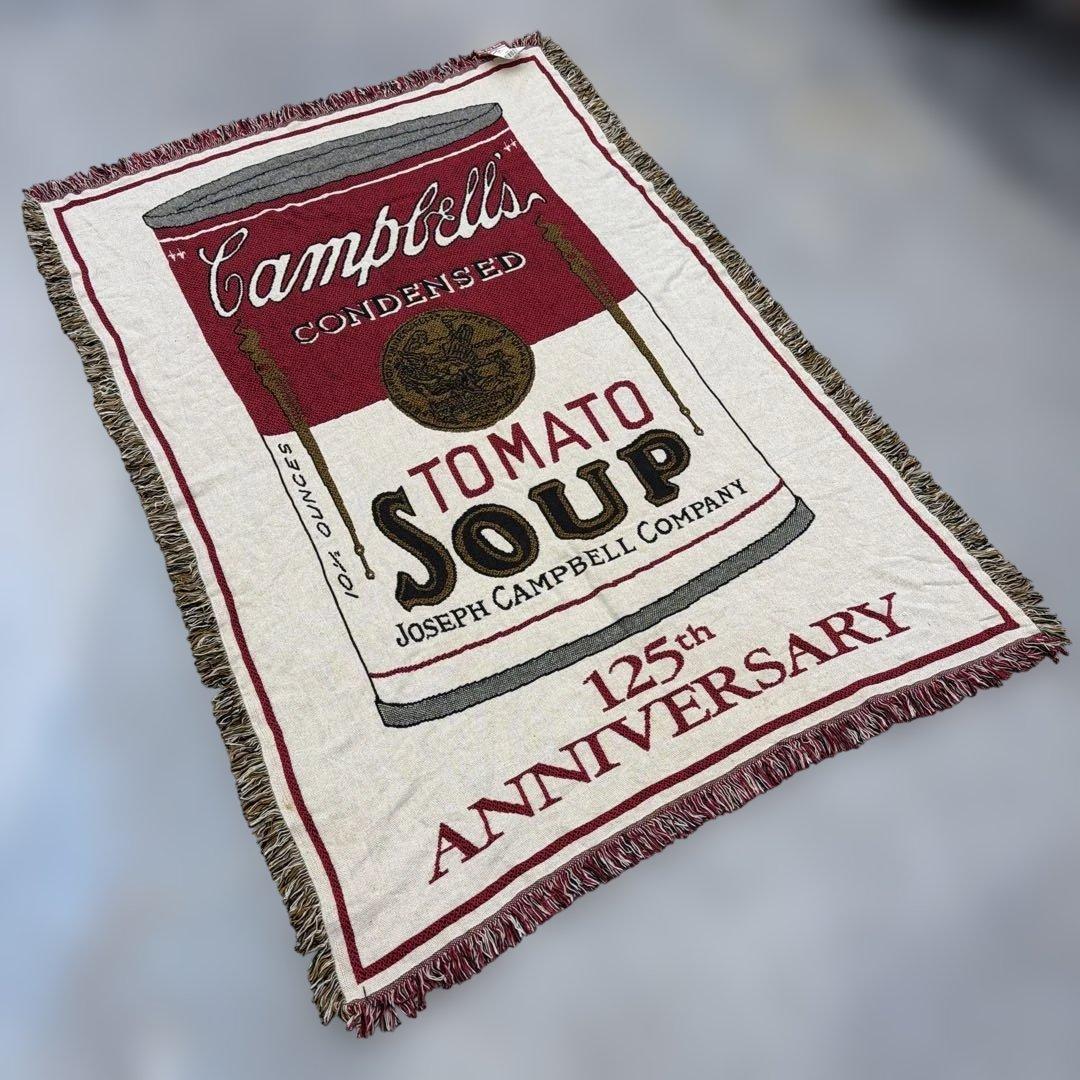 デッドストック　キャンベルスープ　マルチカバー　ソファカバー　ラグ184x127