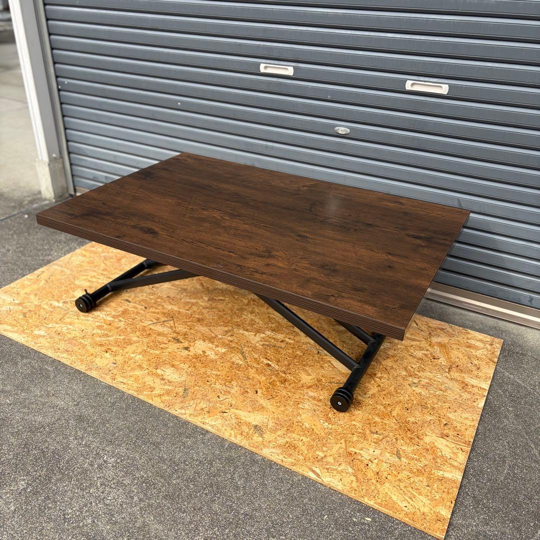 【無段階高さ調節・ローテーブル・ダイニングテーブル・キャスター付き】