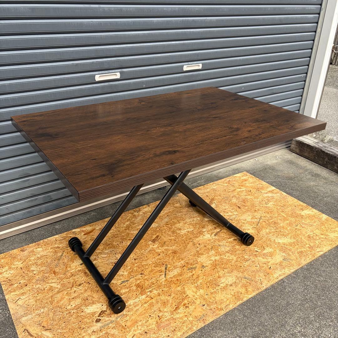 【無段階高さ調節・ローテーブル・ダイニングテーブル・キャスター付き】