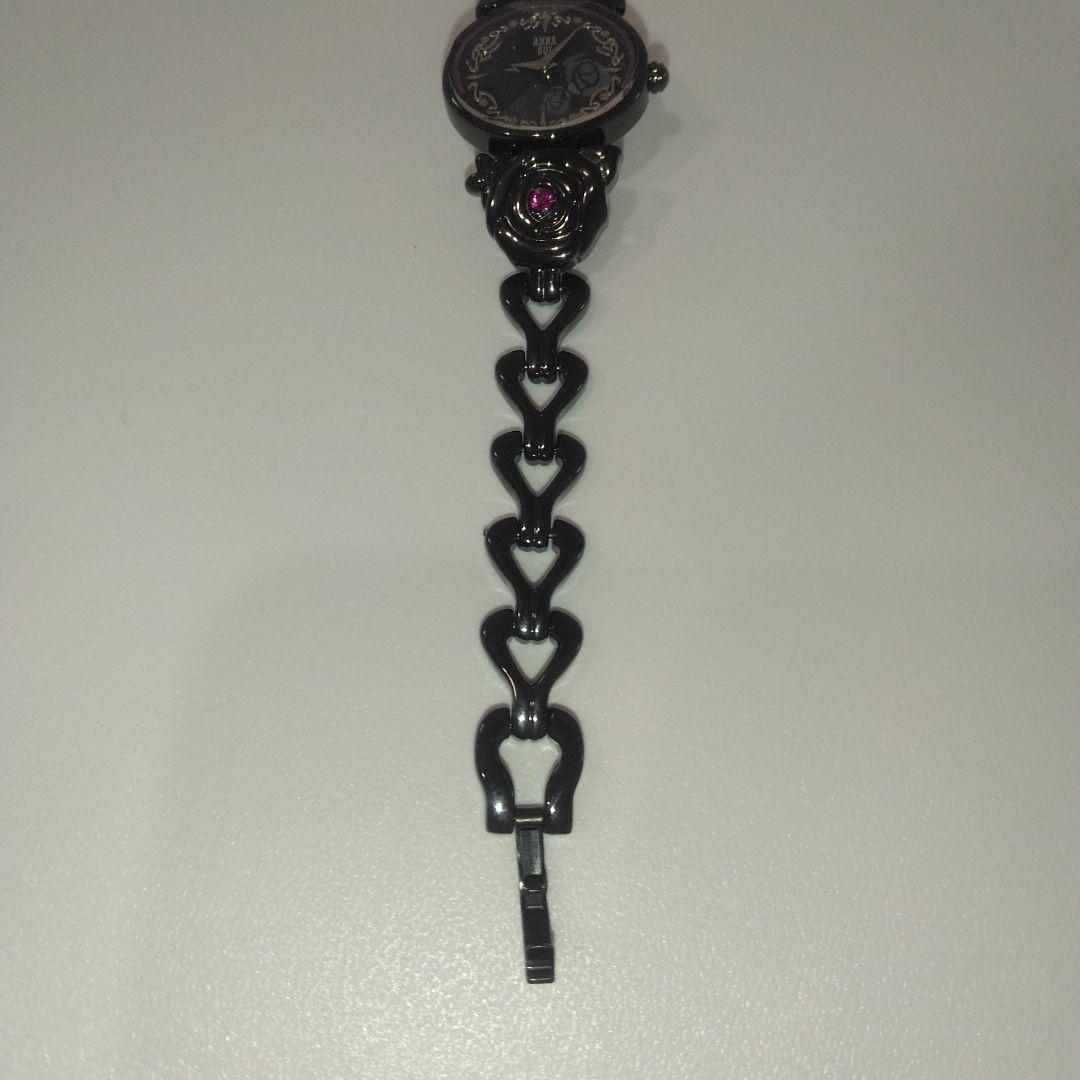 美品　限定モデル ANNA SUI ブラックローズ時計　アナログ