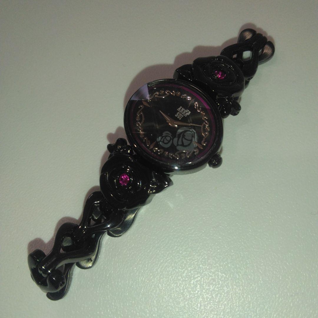 美品　限定モデル ANNA SUI ブラックローズ時計　アナログ