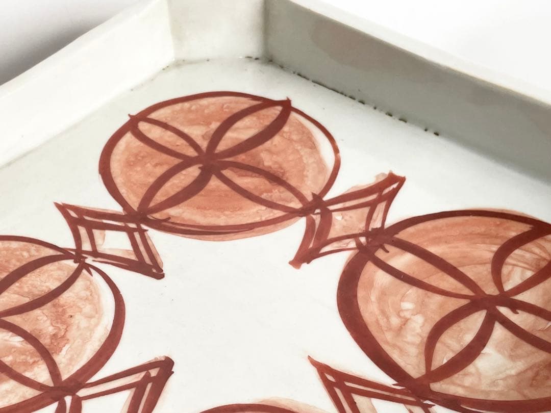 #1陶芸家　上田恒二　木野皿山　赤絵　角皿　折敷　盆　民藝　船木研兒　河井寛次郎