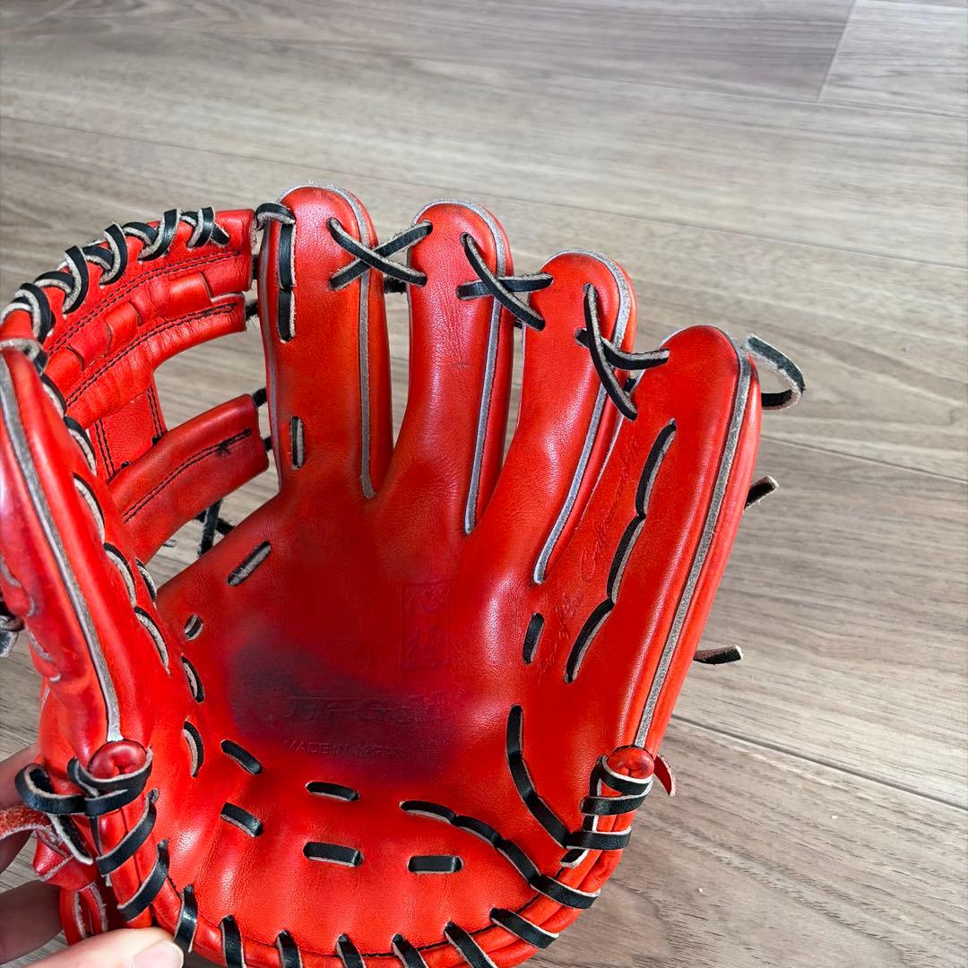 ま*9様 オレンジ色 赤色　硬式グローブ 高品質レザー