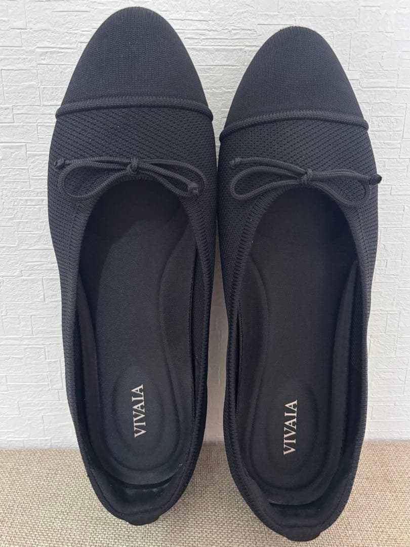 【美品】VIVAIA Tiana アーモンドトゥフラットシューズ ブラック38