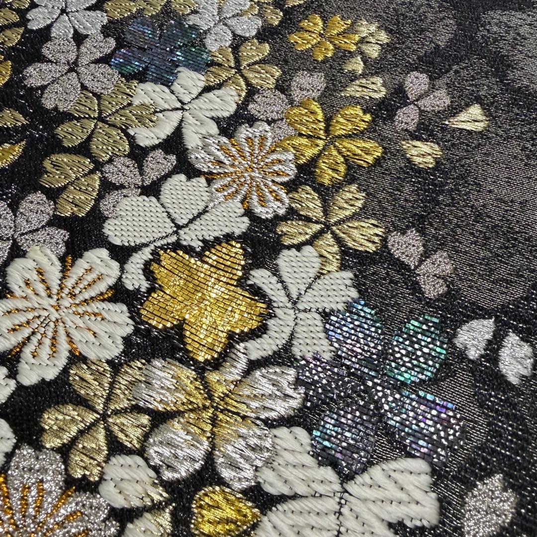 m-24 誉田屋源兵衛 誉文彫金 桜 螺鈿 袋帯 正絹 未使用極美品