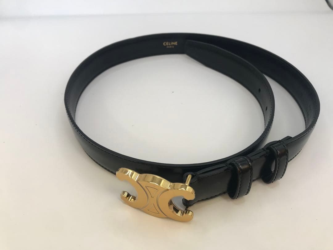 セリーヌ ベルト トリオンフ ゴールド金具 黒サイズ70 レザー保存袋