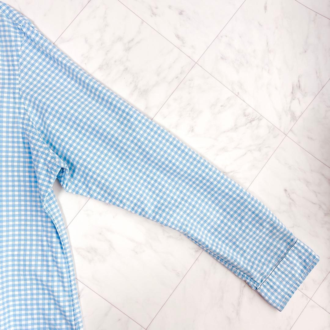 【ラルフローレン】オックスフォードシャツ　長袖　チェック　ポニーロゴ　水色