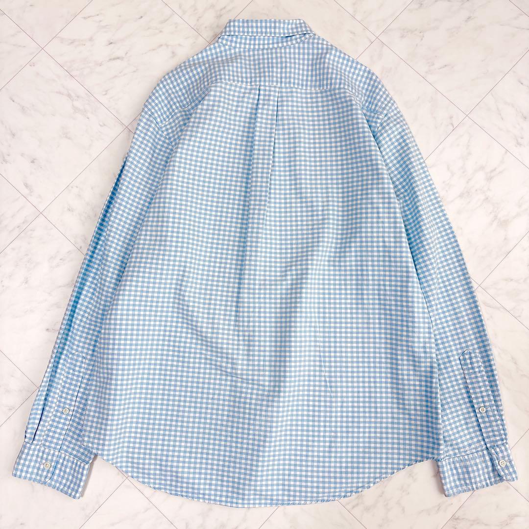 【ラルフローレン】オックスフォードシャツ　長袖　チェック　ポニーロゴ　水色