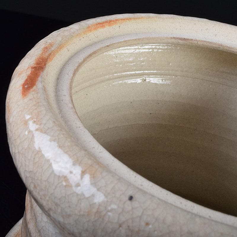 北大路魯山人作　志野焼　草文　水指　黒田陶々庵極め箱　D　R9297H