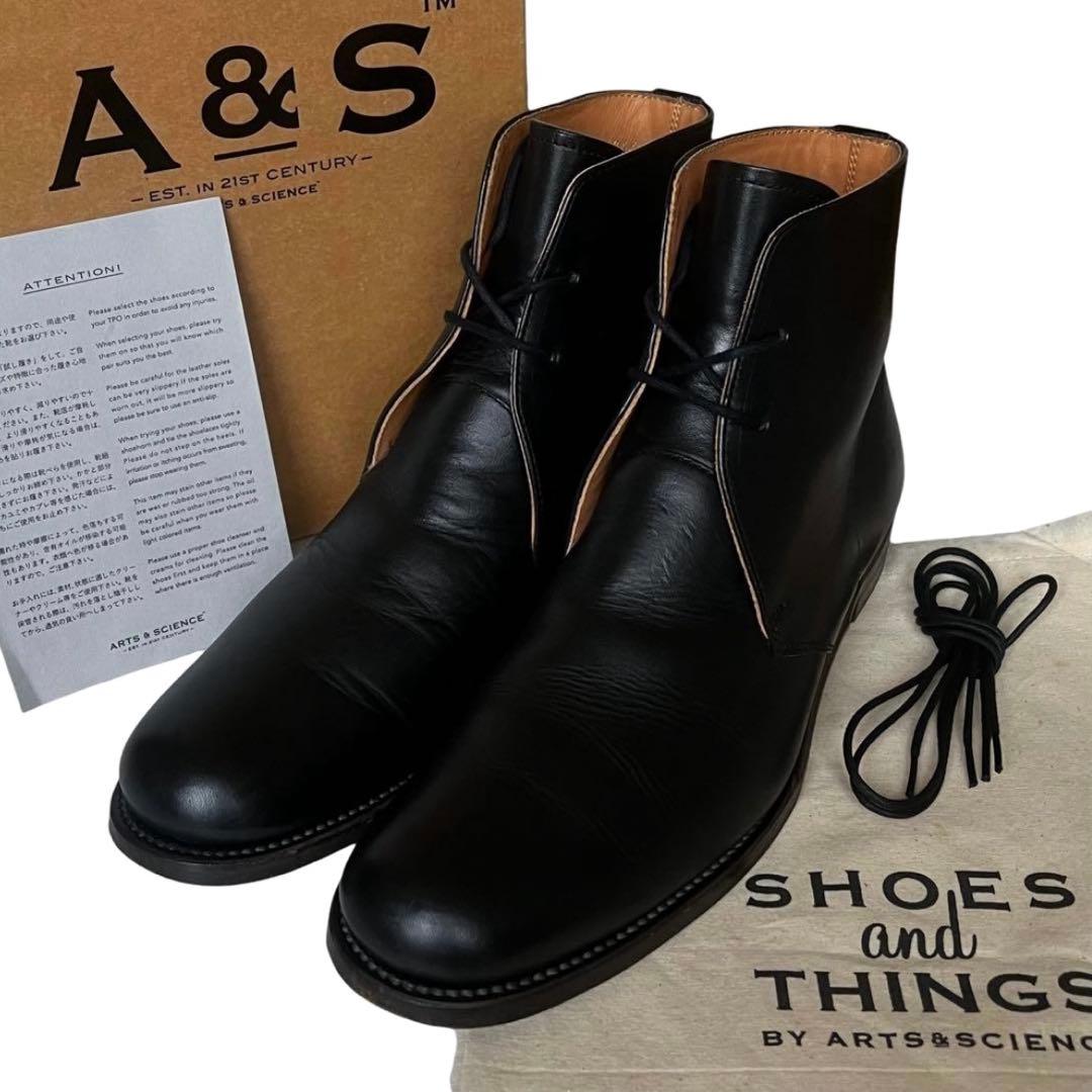 美品 ARTS&SCIENCE 24.5 レザー ハイカット チャッカブーツ 黒