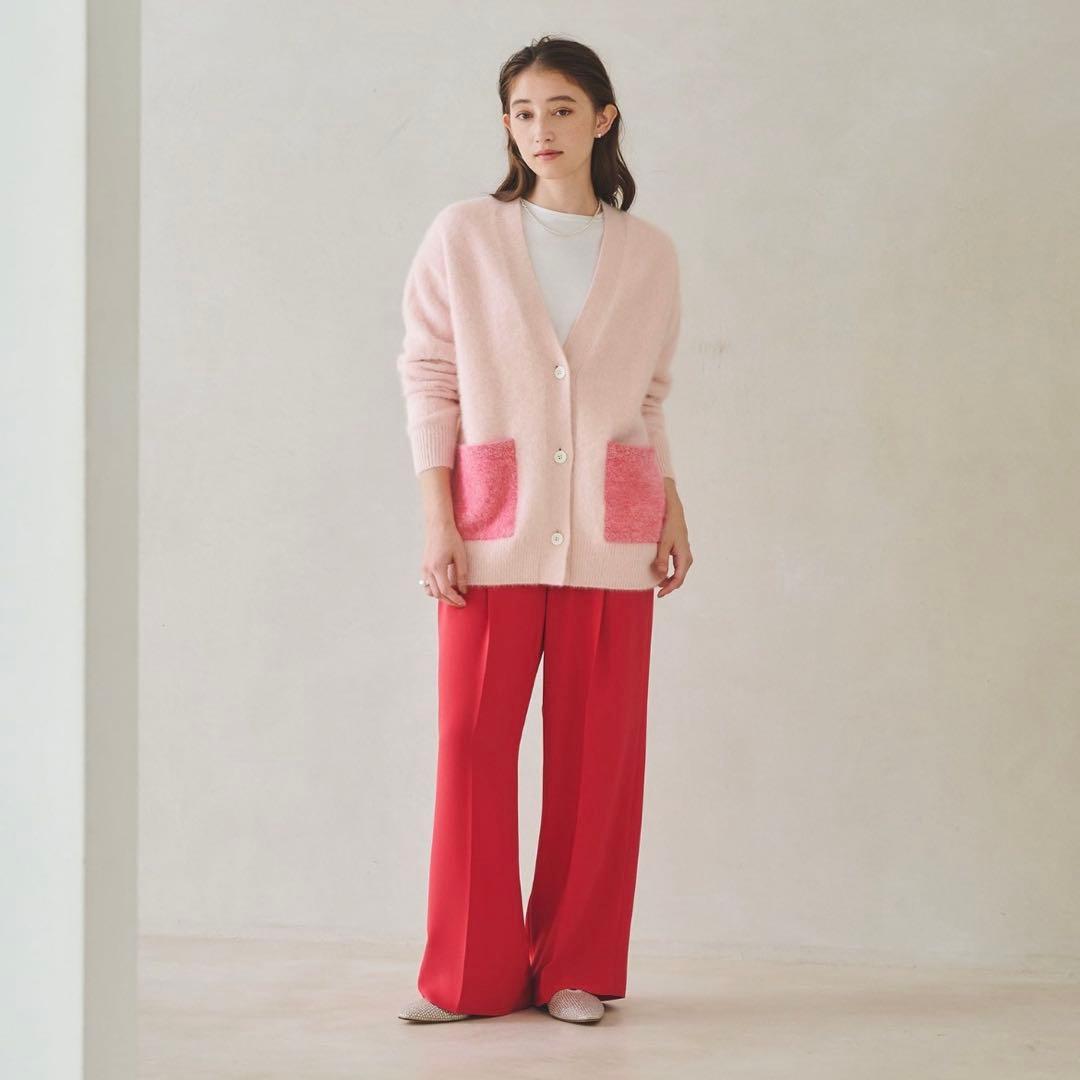 美品 今期 ユナイテッドアローズ フォックスカシミヤ ミドルカーディガン ピンク