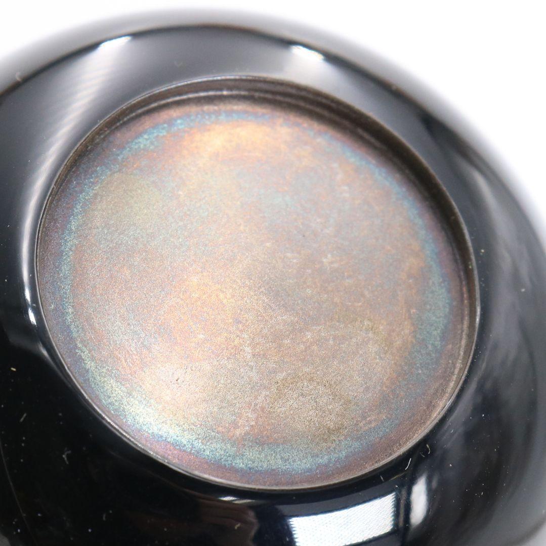 竹内幸斎作 扇面三景蒔絵 中棗 内銀溜塗 茶道具 共箱　AE631　NT9