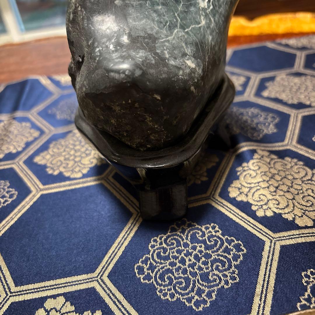 菊花石置物 木製台座付き