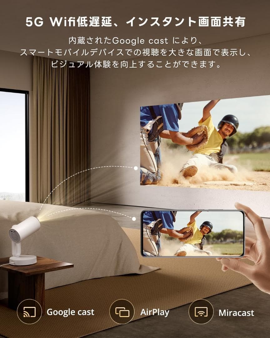 ETOE プロジェクター 天井投影 1080P解像度·4K対応