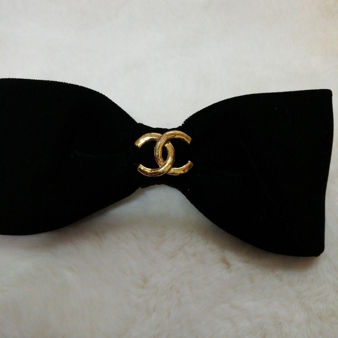 【シャネル】バレッタ　レア　BLACKリボン