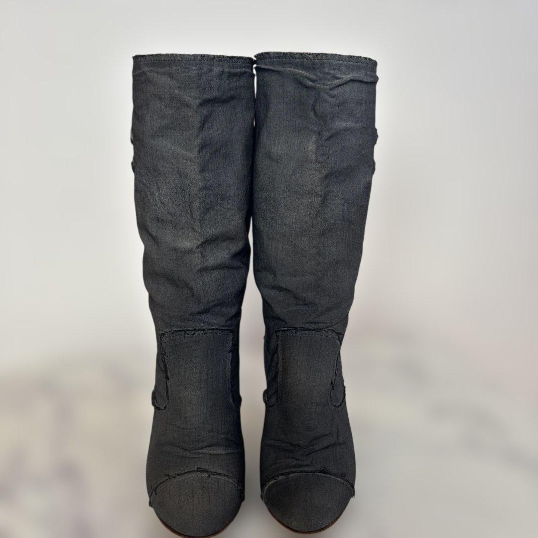 CHANEL デニム　ブーツ　ココマーク　デニム　シューズ　スニーカー　シャネル