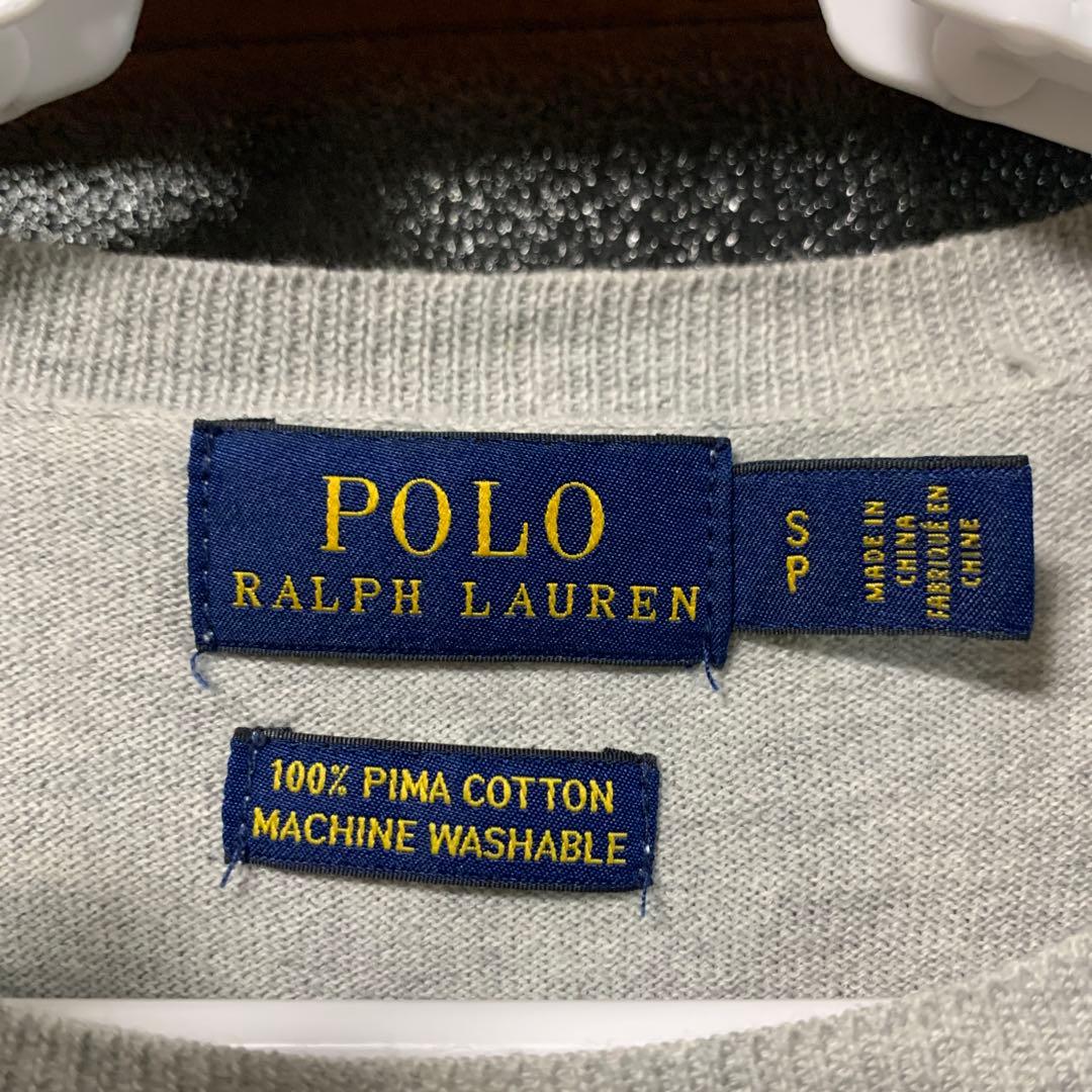 ラルフローレン　ピマコットン　薄手　セーター　グレー