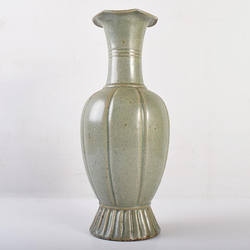 朝鮮美術　高麗青磁　瓜形　花口瓶　高さ約30㎝　F　R7572B