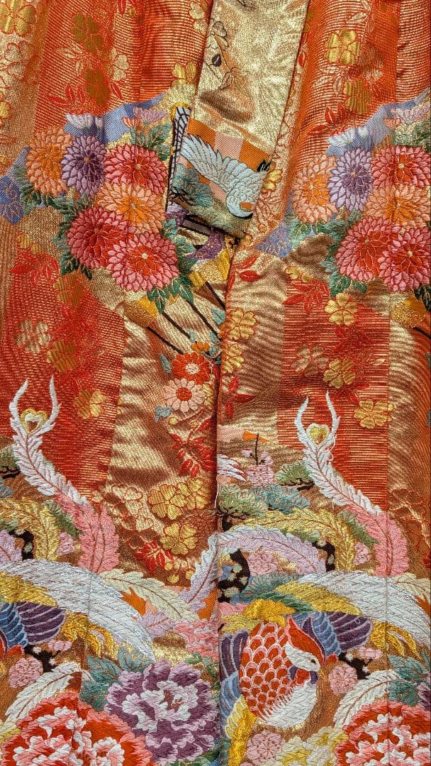 色打掛　オレンジ朱色牡丹